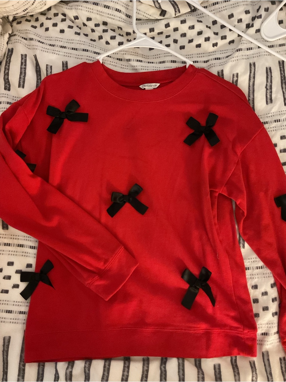 Red Girls' Sweatshirt with Black Bows - (Brand)